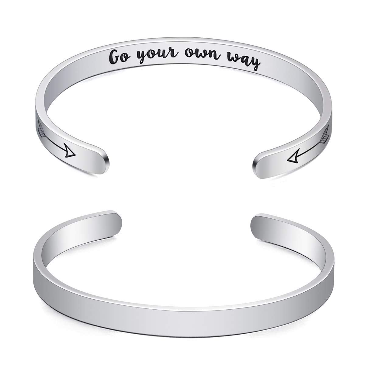 AmyChicStainless Steel Gifts Cuff Bangle for Women Daughter Teen Girls Inspirational Friendship