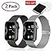 (2 Pack) R&B Watch Band 38mm 40mm Stainless Steel Loop Mesh Strap Compatible for iWatch Series 4 3 2 1 Bands 38mm 40mm Silver & Black (New Version) - 2xScreen Protector As Gift