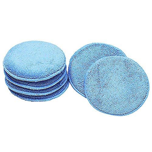 Oda Standard Microfiber Applicator Pads Ultra-Soft Round Microfiber Wax Applicator Pads for Car Polish, Light Blue 12.5cm