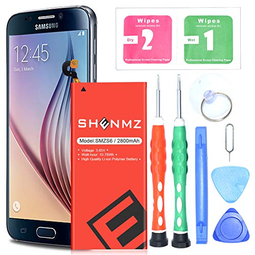 [Upgraded] Galaxy S6 Battery Replacement Kit, SHENMZ 2800mAh Internal Li-Polymer Replacement EB-BG920ABE Battery for Samsung Galaxy S6 G920V G920A G920T G920P with Tool Kit [24 Month Warranty]