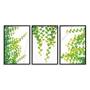 3 Piece Framed Canvas Wall Art for Living Room, Bedroom Green Plants Theme Canvas Prints for Home Decoration Ready to Hang - 16"x24"x3 Panels