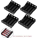 18650 Battery Case Holder, 4 Pcs 4 Slots x 3.7V DIY Battery Storage Box, in Parallel Black Plastic Batteries Case with Pin for Soldering 4 x 18650, by Ltvystore
