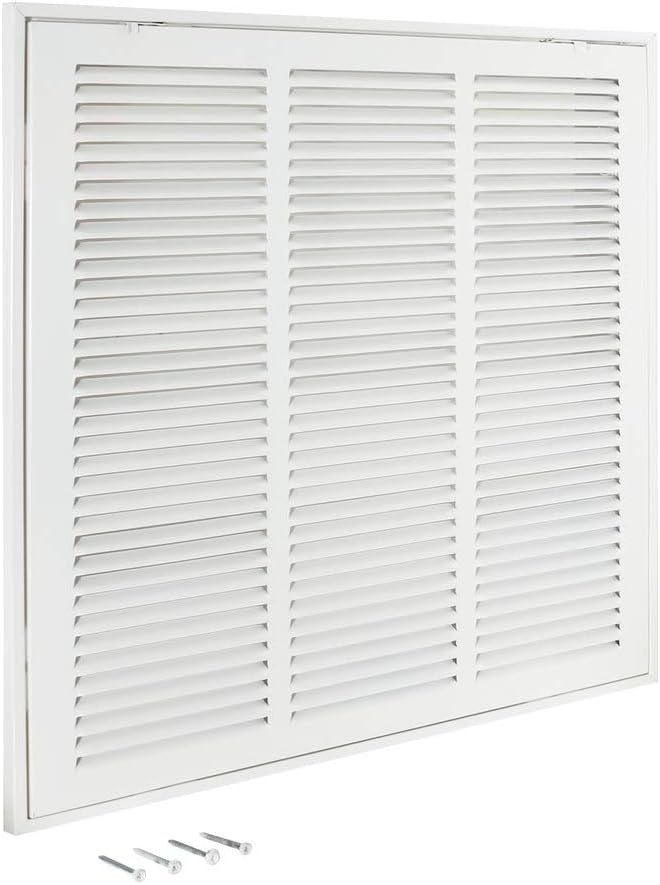 Registers, Grilles & Vents - EZ-FLO 18 x 18 Inch (Duct Opening) White Return Air Vent Cover for Wall or Ceiling, Solid Steel Return Air Grille, HVAC Air Return, 61656