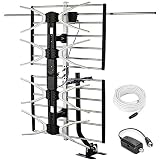 pingbingding Outdoor Digital HD TV Antenna with High Gain Amplifier 150 Mile Long Range for UHF/VHF, Mounting Pole, 40FT RG6 Coaxial Cable, Easy Installation