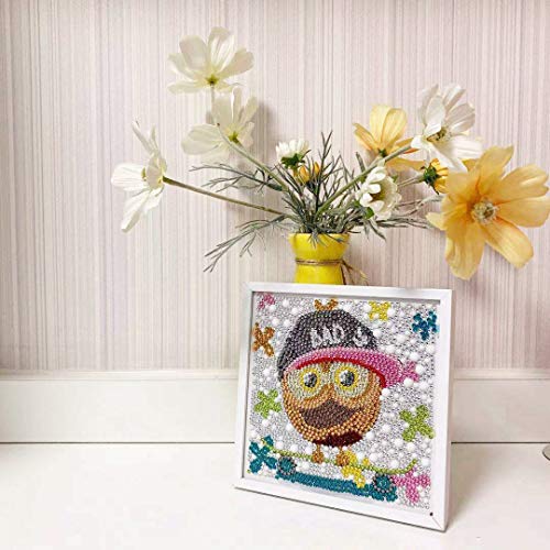 H&G MASTER Diamond Painting Kit for Adult Kid, 5D Children Gem Painting Kit by Numbers with Wooden Frame，1 Pack，5.95.9 Inches(Owl)