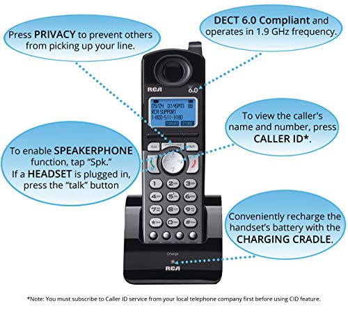 RCA 25260 2-Line Expandable Phone System - Full Duplex Telephone with Built-in Intercom (2-Pack) Bundle with RCA 25055RE1 DECT 6.0 Cordless Accessory Handsets (2-Pack) and 4 Blucoil AA Batteries - Thumbnail 4