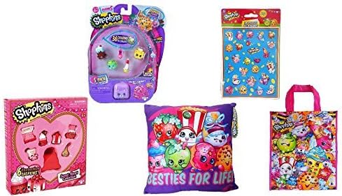 Shopkins Sweet Heart Collection, Season 5 5 Pack, Shopkin Sticker, Pillow &amp; Tote Bundle (Purple Pillow Bundle)
