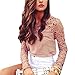 Lisli? Womens Chiffon Lace Crochet Long Sleeve Tee Shirt Casual Blouse Tops (L)