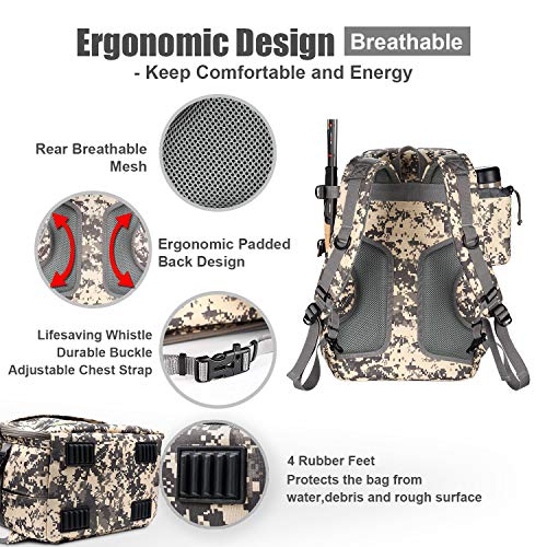 Rodeel Fishing Tackle Backpack with 4 Tackle Tray, 6 Fishing Rod Holders, Large Storage, Water Resistant & Weatherproof Backpack for Trout Fishing Outdoor Sports Camping Hiking - Thumbnail 4