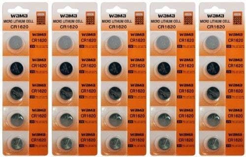 25 x Powertron Lithium Battery CR1620 1620 button cells, Pack of 5 Batteries x 5