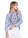 Simplee Apparel Women's Boho Embroidered Floral Striped Shirt Blouse Top Blue, 4/6