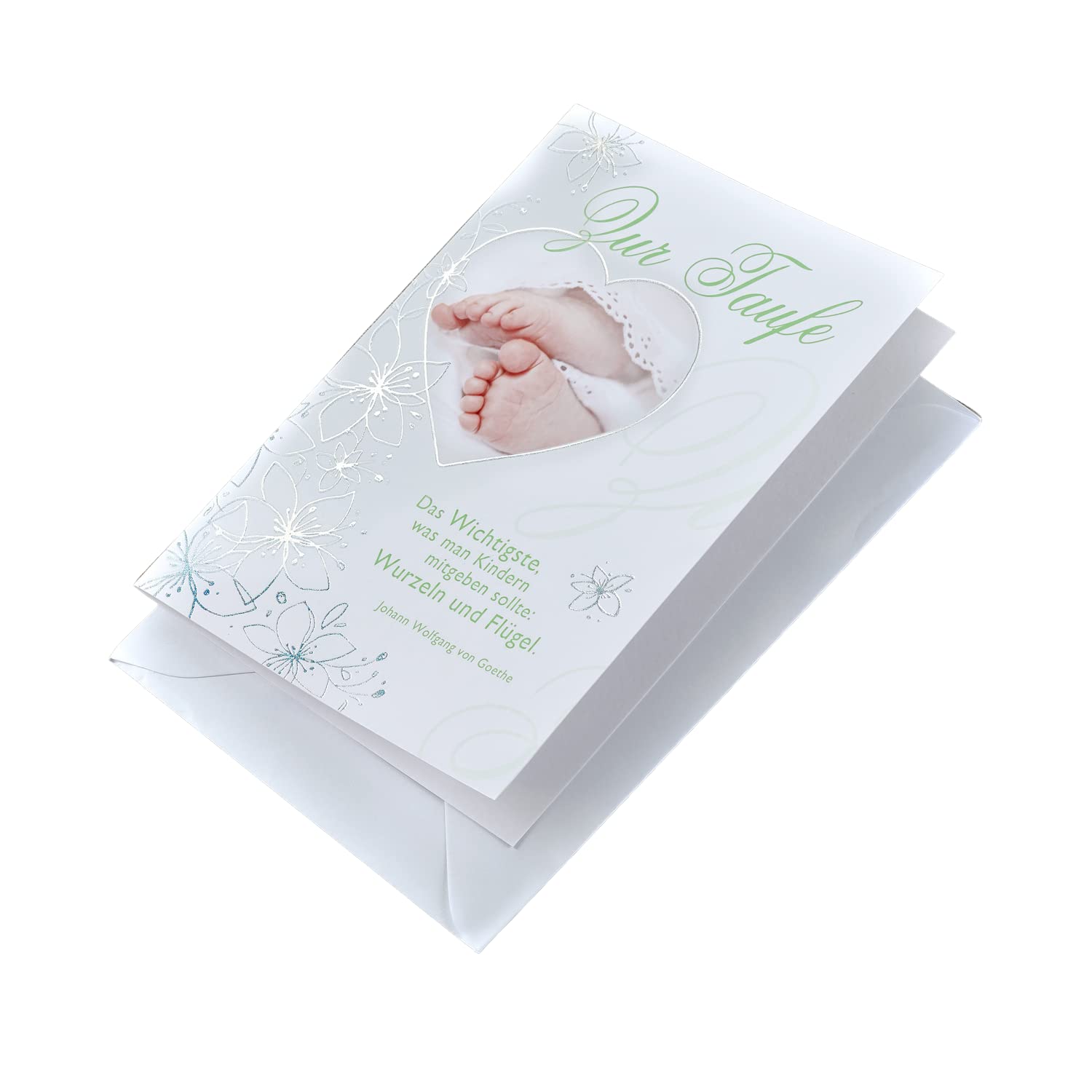 Basic Classic Christening Card - Birth Card, Feet - 11.6 x 16.6 cm