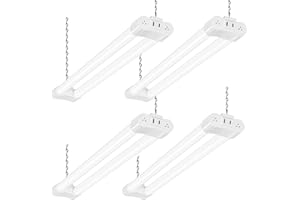 hykolity 4 Pack Linkable LED Shop Light for Garage, 2FT 22W Utility Light Fixture, 2500lm, 5000K Daylight LED Workbench Lighting with Power Cord, Hanging or Flush Mount, White - ETL