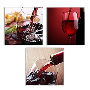 Canvas Wall Art Abstract Wine Cup Pictures Home Wall Decorations for Kitchen Streched and Framed - 12"x12"x3 Panels