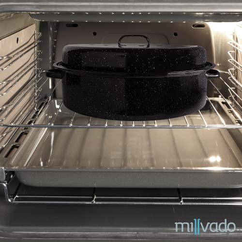 Millvado Roasting Pan With Lid, Turkey Roaster Pan, Extra Large 20 lb