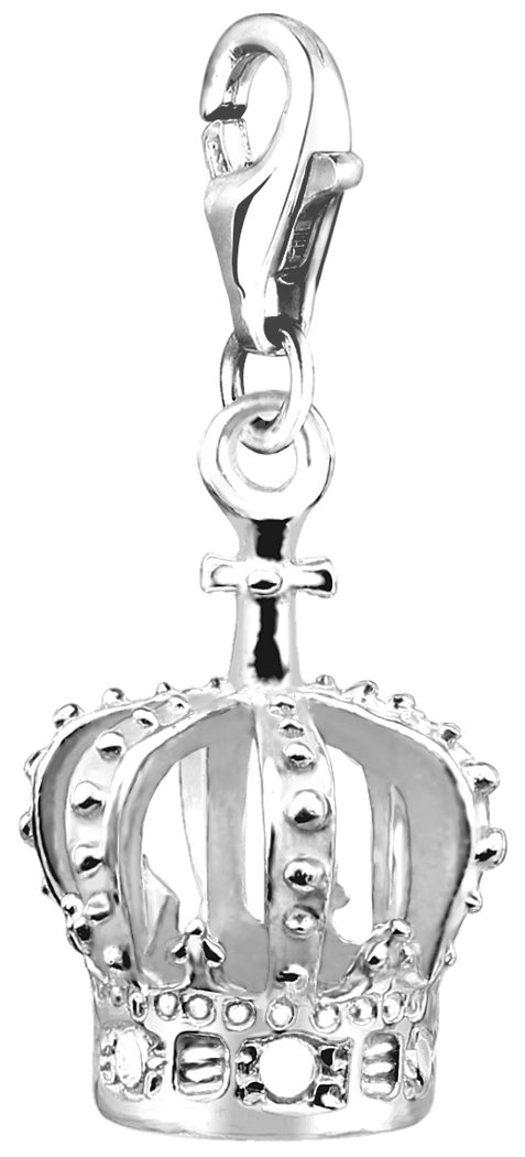 Nenalina Krone 713001-000 Carabiner Charm Pendant for Charm Bracelet 925 Sterling Silver, Sterling Silver, No Gemstone