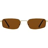 mincl Retro Small Rectangle Metal Frame Women Sunglasses Fashion Blue Pink Lens Shades UV400 Men Punk Sun Glasses N45