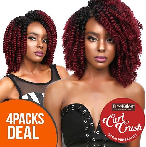 MULTI-PACK DEALS! FreeKalon Synthetic Hair Crochet Braids Curl Crush Zuri Curl (4-PACK, TT1B/BG)