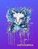Sketchbook: A Fierce Watercolor Blue Cat Themed Personalized Artist Sketch book Notebook and Blank Paper for Drawing, Painting Creative Doodling or Sketching. by Jaz Kiddies Books