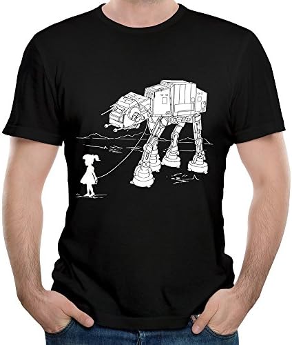 Men's Funny Kid With At-At Pet Short Sleeve T-shirts Black