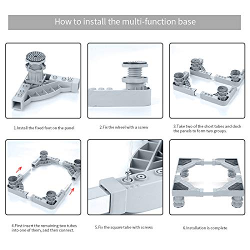 YOMYM Universal Mobile Base with 4 Strong Feet Multi-Functional Adjustable Base for Adjustable Dryer, Washing Machine and Refrigerator