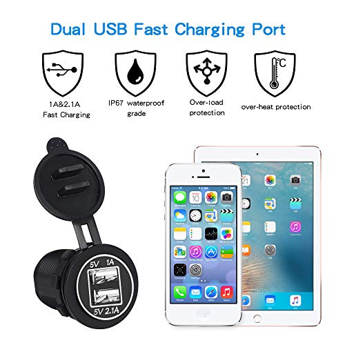 WUPP Boat Rocker Switch Panel Waterproof 8 Gang ON-Off Toggle Switches with Digital Voltage Display 3.1A Double USB Power Charger Adapter 12V Cigarette Lighter Socket for Marine Car Truck Jeep Yacht - Thumbnail 3