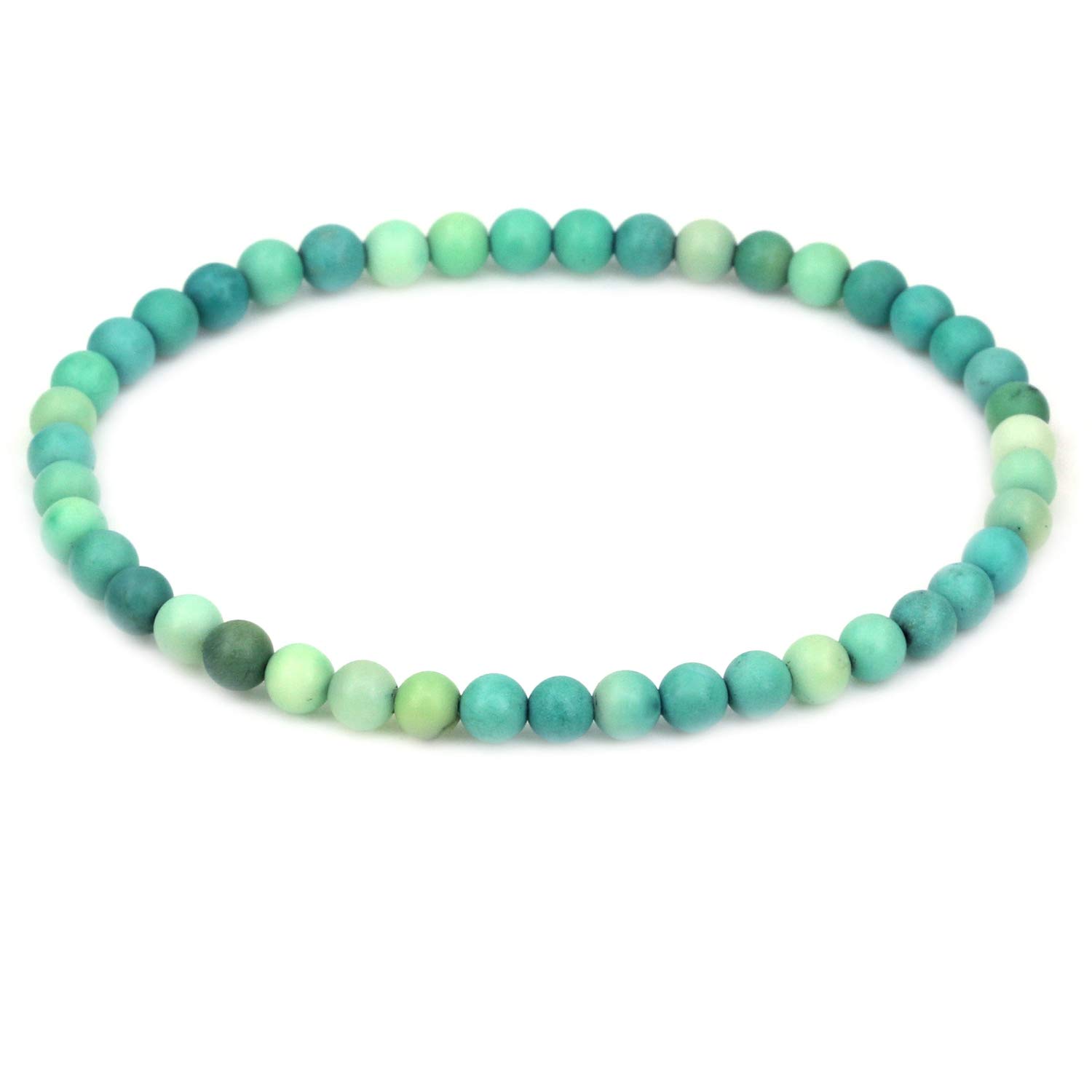 CHENYUE Natural Matte Green Chrysoprase Agate 4mm Round Beads Stretch Bracelet 7" Unisex