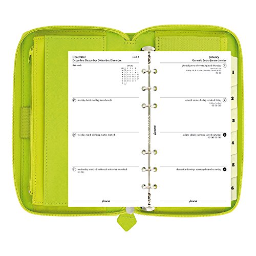 Filofax 2016 Compact Organizer, Saffiano Zip Pear, 6.75 x 3.75" (C022537-16)