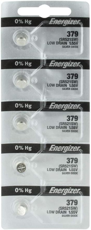 Energizer 379 (SR521SW) Silver Oxide Battery (Pack of 5): Health & Personal Care