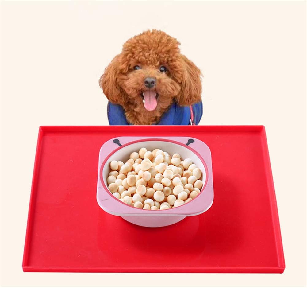 Silicone Mat Food Grade Pet Dog Thickening Increase Anti-skid Anti-overflow Multi-function Food Pocket, Red - Image 3