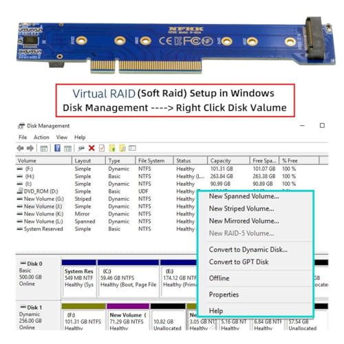 chenyang M.2 NVMe to PCIe 3.0/4.0 X8 Adapter Dual NVMe/AHCI SSD to PCI Express Gen4 Expansion Adapter
