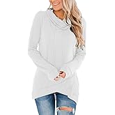 Fallorchid Womens Cowl Neck Tunic Tops Long Sleeve Pullovers Casual Drawstring Sweatshirts