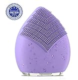 Tsuperb Silicon Face Cleansing Brush Electric Sonic Facial Face Scrubber Silicone Waterproof Safe Use Anti-Aging Facial Massager, Exfoliate Smooth Deep Cleansing Skin Care (Purple)