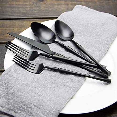 Flatware Black, Aoosy 20Piece Set Matte Black Pated Stainless