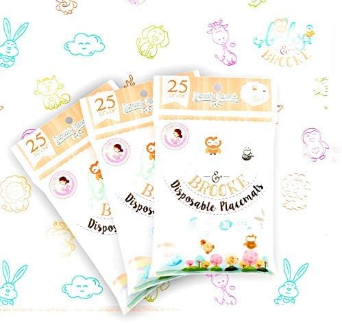 Baby and Brooke 75 SUPER STICKY Disposable Placemats for Babies - Protects Kids Against Germs and Bacteria - Easy to Pack, Apply and Remove - 3 Resealable Bags of 25 Table Placemats