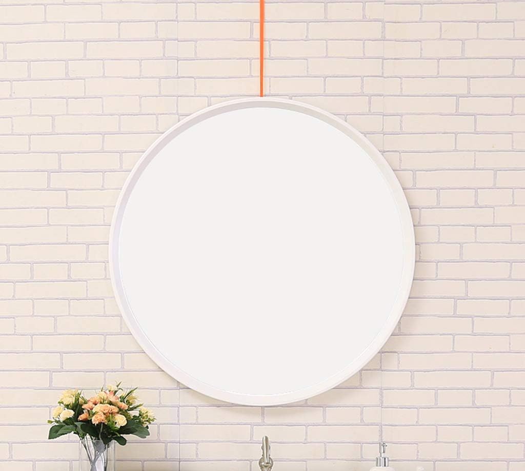 LQY All Solid Wood Bathroom Mirror Modern Wall-Mounted Makeup Mirror Bathroom Vanity Mirror Round Mirror Bathroom Wall-Mounted Mirror Bathroom Mirror,White