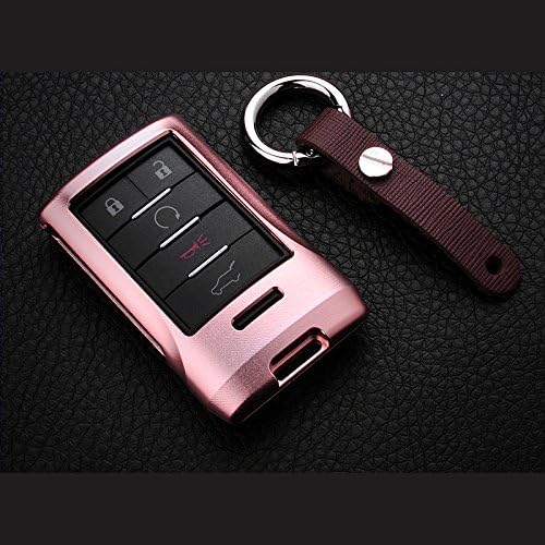 Atonix Rose Gold Aluminum Alloy Metal Smart Keyless Car Remote Fob Shell Case for Cadillac 5/6 Buttons
