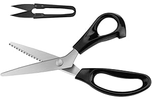 YAZEMKEL Pinking Shears for Fabric, Zig Zag Scissors, Ergonomic Grips, Ultra-Sharp, Professional Peaking Shears for Sewing, Craft, Dressmaking, 9 Inch, Black