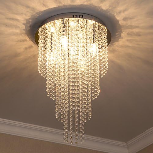 Saint Mossi Modern K9 Crystal Raindrop Chandelier Lighting Flush Mount LED Ceiling Light Fixture Pendant Lamp for Dining Room Bathroom Bedroom Livingroom Height 56 cm Width 40 cm 5 E12 Bulb Required