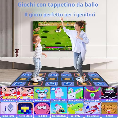 Damcoola Dance Mat for Kids and Adults, Double User TV Dancing Mat, Soft Flannel Dance Mat for Exercise and Games, Plug & Play Family Games, Gifts for Girls and Boys