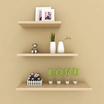 Floating Shelves Bookshelf Set of 3,Wood Multifunction Wall Storage