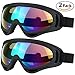 Ski Goggles, 2 Pack Snowboard Goggles Skate Glasses, Motorcycle Cycling Goggles for Kids, Boys & Girls, Youth, Men & Women, with UV 400 Protection, Wind Resistance, Anti-Glare Lenses