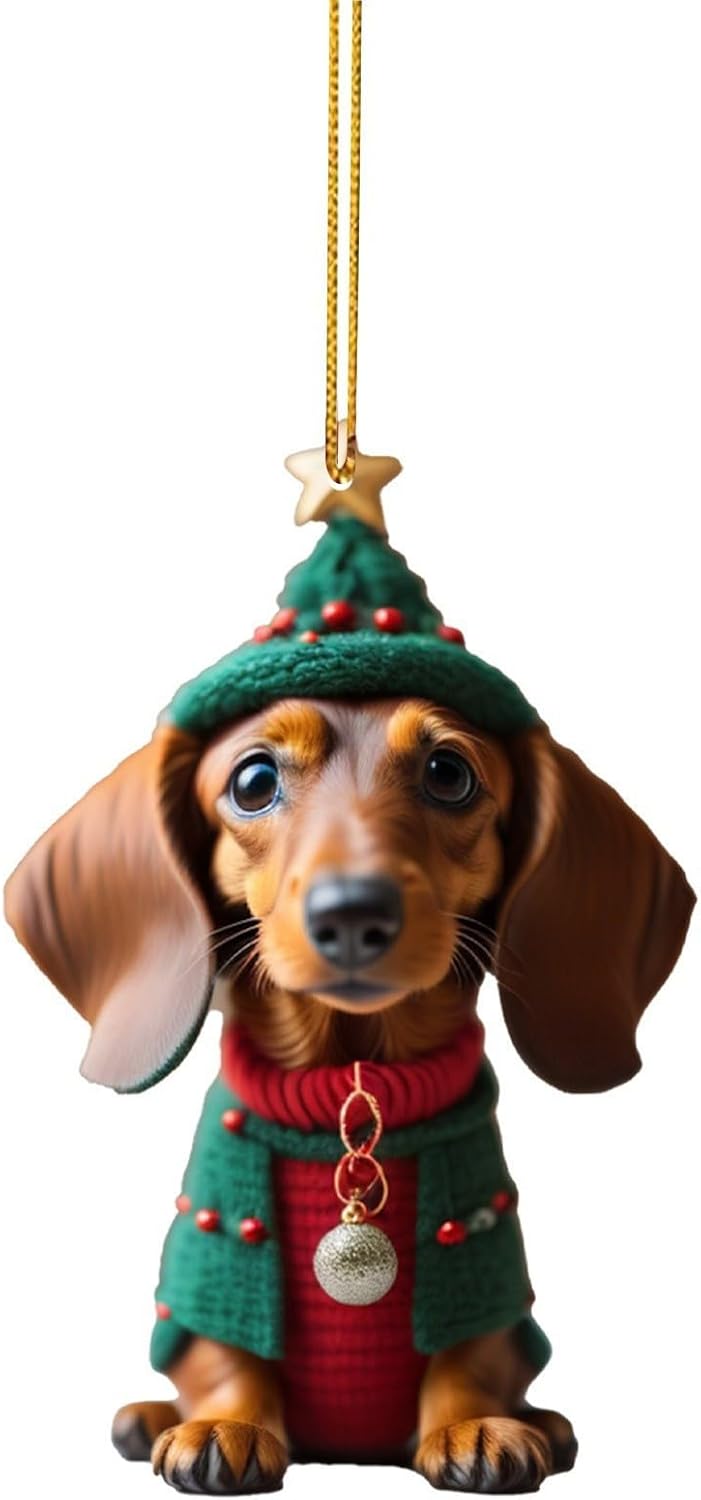 Ornaments - Dachshund Christmas Ornament 2023, Funny Dog Christmas Tree Ornament, Dachshund Christmas Decorations, Dog Lovers Gift Idea Xmas Decor, Dachshund Ornaments for Christmas Tree Car Backpacks. (E)