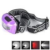TianNorth® 3W Super Bright 3 LED 4-mode Mini Headlight Headlamp Head Torch Flashlight Light Purple