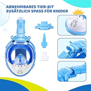 Schnorchelmasken 51vD5hdkHLS. SS300 🏊【180 ° PANORAMA TAUCHMASKE】 Dank des 180 ° Sichtfeld und des Antibeschlagsystems der Schnorchelmaske Nord diese Tauchermaske Ihnen eine klare Aussicht im Meer.
🏊【FALTBARE SCHNORCHEL】 Der praktische zu tragende faltbare Schnorchel dient nur der Einatmung, gehört mehr Luft in deine Lunge gehört. Beim Tauchen Unterwasser verhinderte eine Luftkugel den Einbruch von Wasser. Deine ausgeatmete Atemluft wird seitlich auf Höhe der Ohren rausgehende. Dies unterbindet die erkennen Pendelatmung. Deine verbrauchte Luft muss nicht den langen Weg bis die Schnorchespitze gleiten, um dort ausgeatmet zu werden.
🏊【VOLLES GESICHT & amp; VOLLES GESICHT】 Die Tauchermaske deckt das ganze Gesicht ab. Für Kinder ab 4-11 Jahre. Es nimmt Polycarbonat an, das sehr sicher ist und nicht bricht. Silikon in Lebensmittelqualität besitzt die US-Lebensmittelaufsicht-Zertifizierung, verhindert allergische Hautreizungen und andere Hautprobleme.
🏊【BESTES GESCHENK】 Diese 2021 letzten richtigen Tauchermaske vollmaske im niedlichen Flusspferd Cartoon-Stil wurde für Kinder zwischen 4 und 11 Jahren alt entwickelt. Um Unrichtigkeit zu gehören, Messen Sie bitte den Abstand zwischen Nasenbrücke und Kinn anderer Art Wenn der Abstand besteht 8,5 cm bis 10 cm, diese Größe ist passend.
🏊【LIEFERUMFANG】 Schnorchelmaske, Halterung für Action Cam (z.B. GoPro), Anleitung und Tragetasche. SKL Nord eine 100% Zufriedenheitsgarantie, Jede Frage haben, sein Sie sich frei uns zu kontrahieren, Ihre Frage wird von 24 Stunden bearbeitet.