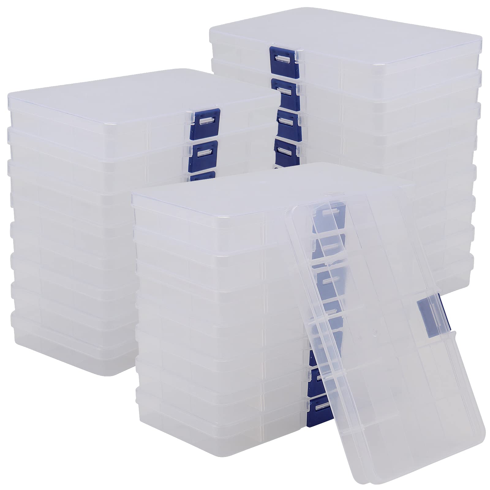 Photo 1 of SINJEUN 32 Pack 15 Grids Plastic Jewelry Organizer Box, Clear Jewelry Storage Boxes with Removable Dividers, Small Beads Storage Container for Art and Crafts, Fishing Tackles