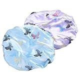 Mudder Waterproof Women Shower Bath Cap, 2 Pack, Blue and Purple