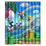 happy Super Mario Bros Custom Polyester Fabric Shower Curtain 60x72 Inch Bath Curtains