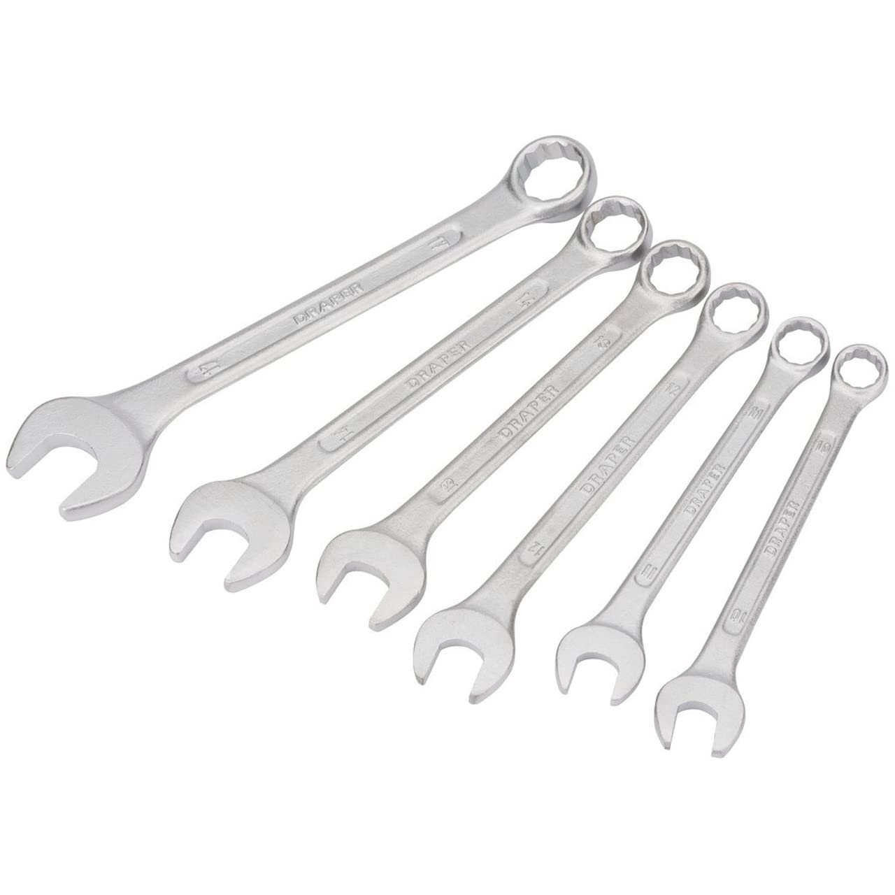 Draper Redline 10 to 17mm Combination Spanner Set | 6 Piece Chrome Vanadium Steel Hand Tools | Metric Manual Plated Tools | 68479