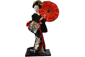 Earlyred 12 Inch Japanese Geisha Kimono Doll 30cm Asian Kimono Doll Collectible Figurine Decoration Gift Red